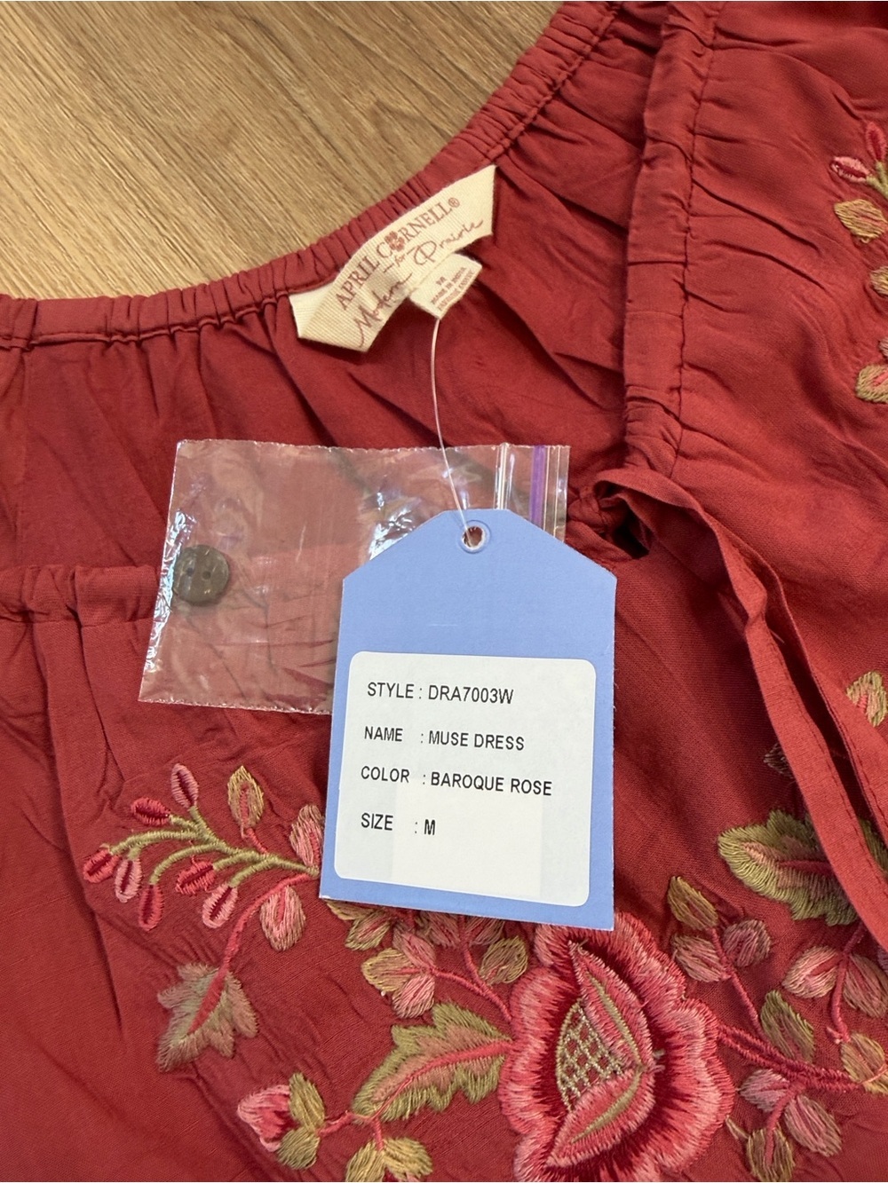 NWT April Cornell Muse Dress in Wine Red Floral Midi Tie Back Tiered Size Medium - Picture 8 of 14